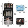 thumbnail image 2 of 3-Piece Travel Toiletry Bag Set, Hanging Wash Bag with Makeup Bag & Brush Case,Waterproof Cosmetic Organizer for Travel, Gym & Home Cerulean Feather Watercolor Art, 2 of 10