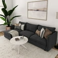 thumbnail image 5 of Plank+Beam Cross Leg Modern Coffee Table, 30" Solid Wood Tables for Living Room, Round Center Table, 5 of 9