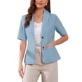 thumbnail image 1 of Conjunto de 2 piezas para mujer INSPIRE CHIC, chaqueta con solapa y vestido en capas, tamaño M, azul claro, 1 of 6