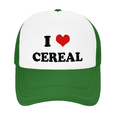 thumbnail image 2 of I Heart Cereal Love Food Funny Trucker Hat Mesh Cap Unisex Green, 2 of 5