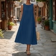 thumbnail image 5 of Gpaecead Women's Denim Round Neck Sleeveless Tank Dress Solid Color Loose Fit Casual Spring Summer Midi Gown A-Blue, 5 of 7