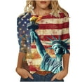 thumbnail image 2 of VKOYWKM Women's 3/4 Sleeve Tops 4th of July Independence Day Shirts USA Flag Graphic T Shirts Holiday Crew Neck American Flag Tshirts Patriotic Tunic Tops, 2 of 5