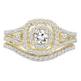 thumbnail image 3 of Dazzlingrock Collection 0.90 Carat (ctw) 14K Round Diamond Bridal Halo Split Shank Engagement Ring Set, Yellow Gold, Size 4, 3 of 4