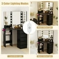 thumbnail image 6 of Topbuy Corner Makeup Vanity Desk Makeup Dresser Table with 3 Color Lighting Black, 6 of 9