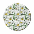 thumbnail image 1 of Floral Mouse Pad for Computers, Narcissus Blossoms Field Floral Botanical Wild Spring Daffodil Petals, Round Non-Slip Thick Rubber Modern Mousepad, 8" Round, Yellow Green and Pearl, by Ambesonne, 1 of 2