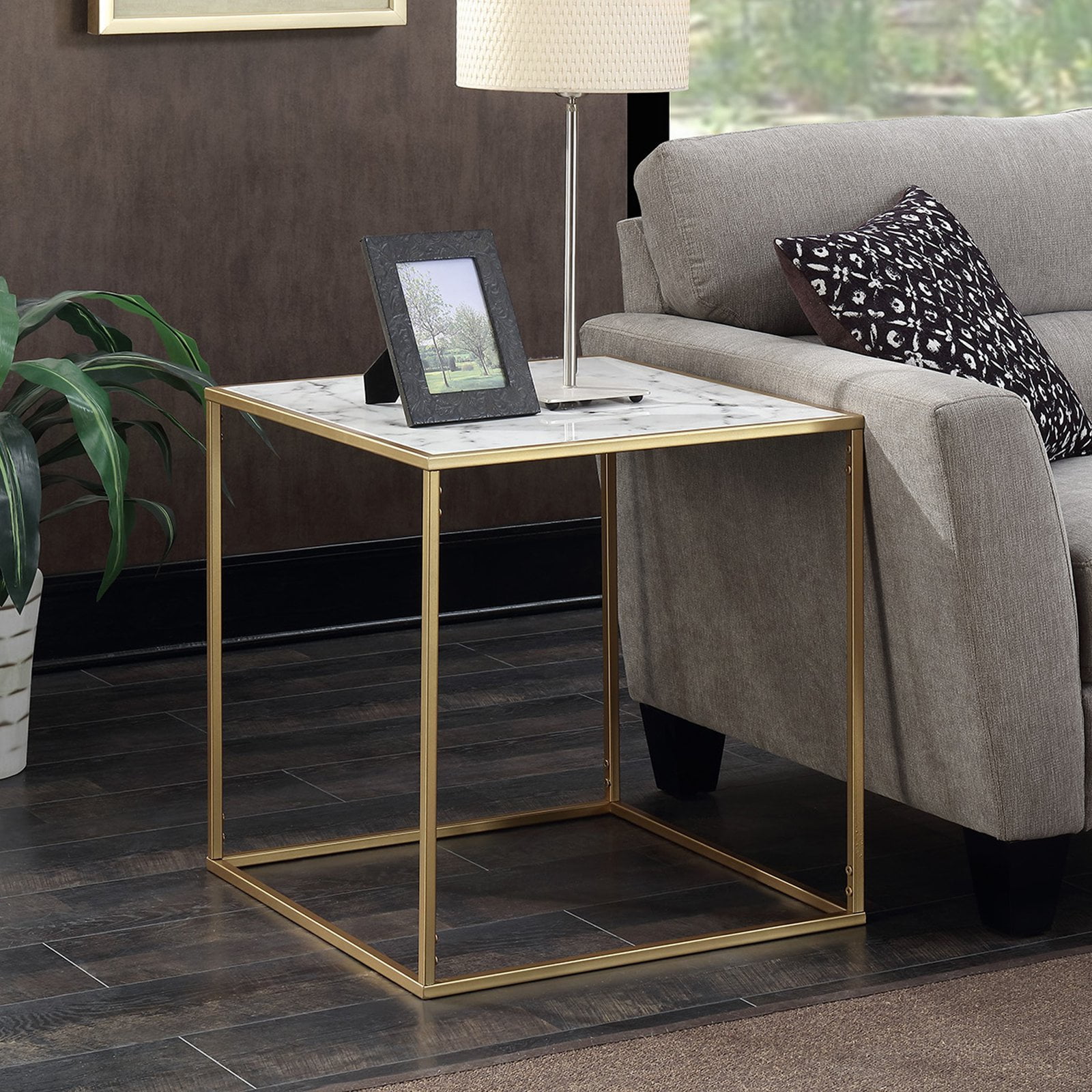 Convenience Concepts Gold Coast Faux Marble End Table