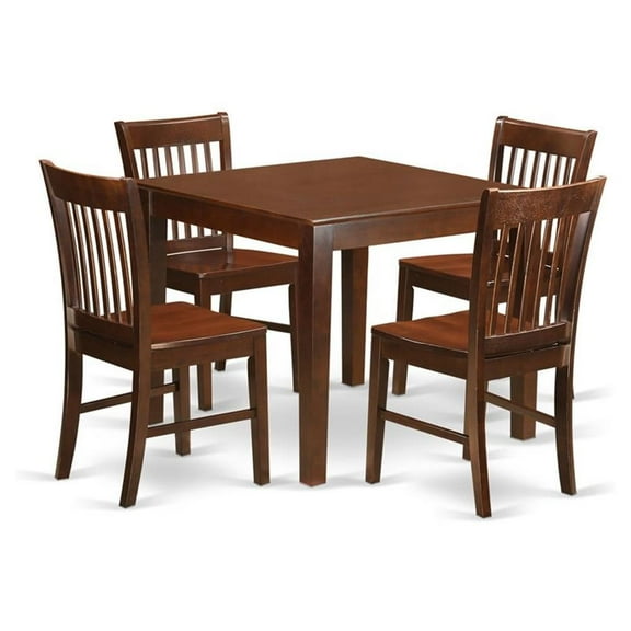East West Furniture 5 PC Kitchen Table set with a Table and 4 Dining Chairs in Mahogany