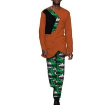 African Men's Printed Suit Long Sleeve and Trousers Casual Traditional Clothing Wyn1809