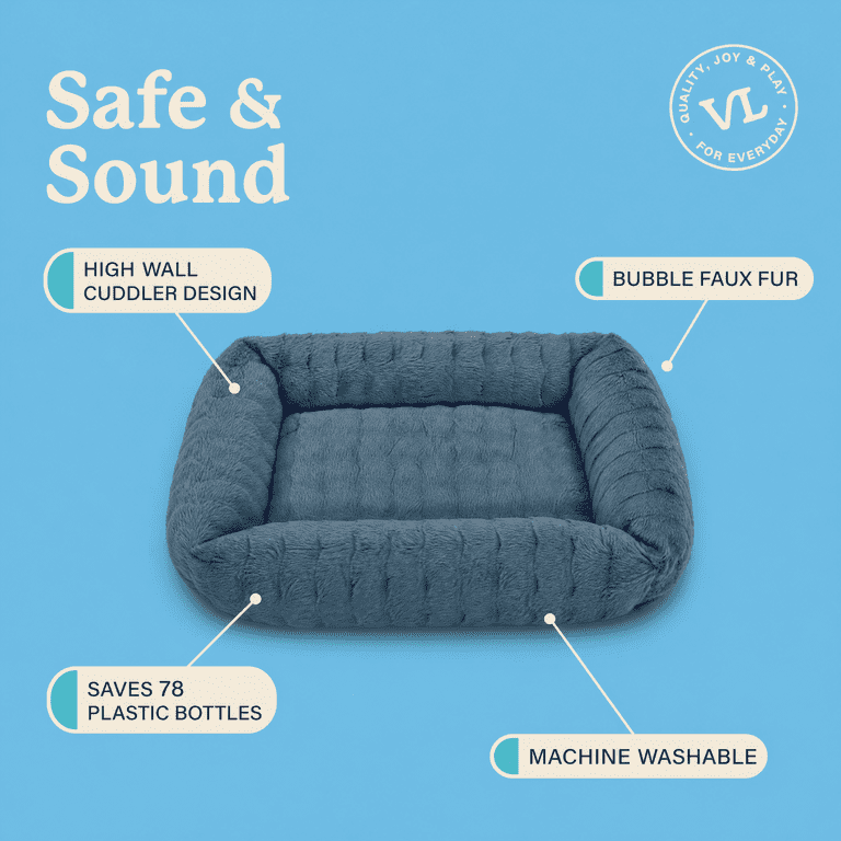 Vibrant Life Medium Bubble Fur Pet Bed, Blue photo 5