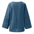 thumbnail image 5 of Yigetop Linen Shirts for Women Linen Shirts for Women 2025 Trendy Long Sleeve Summer Tops Casual Loose Tshirts Basic Tees Women's Linen Shirt Blue1 S, 5 of 5