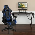 thumbnail image 2 of Flash Furniture Optis Black Gaming Desk with Cup Holder/Headphone Hook and Monitor/Smartphone Stand & Blue Reclining Gaming Chair with Footrest, 2 of 12