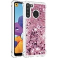 thumbnail image 3 of Compatible with Samsung Galaxy A21 Case Glitter Liquid Cute Clear Phone Case Floating Quicksand Shockproof Protective Bumper Silicone Soft TPU Case for Samsung Galaxy A21 Love Rose YB, 3 of 12