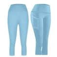 thumbnail image 2 of QATAINLAV High Waisted Capri Leggings for Women with Pockets Running Cycling Workout Soft Cropped Yoga Pants Casual Tummy Control Stretchy Tight Capris Light Blue L Prime Sales, 2 of 10