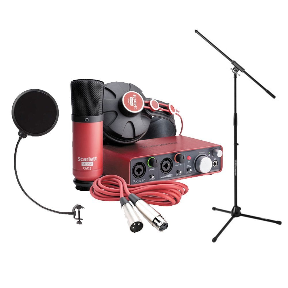 Focusrite SCARLETT Studio Pack w/CM25 Microphone, Headphones, 2i2, Code for  Software Bundle Mic Cable, Boom Stand, and Pop Filter