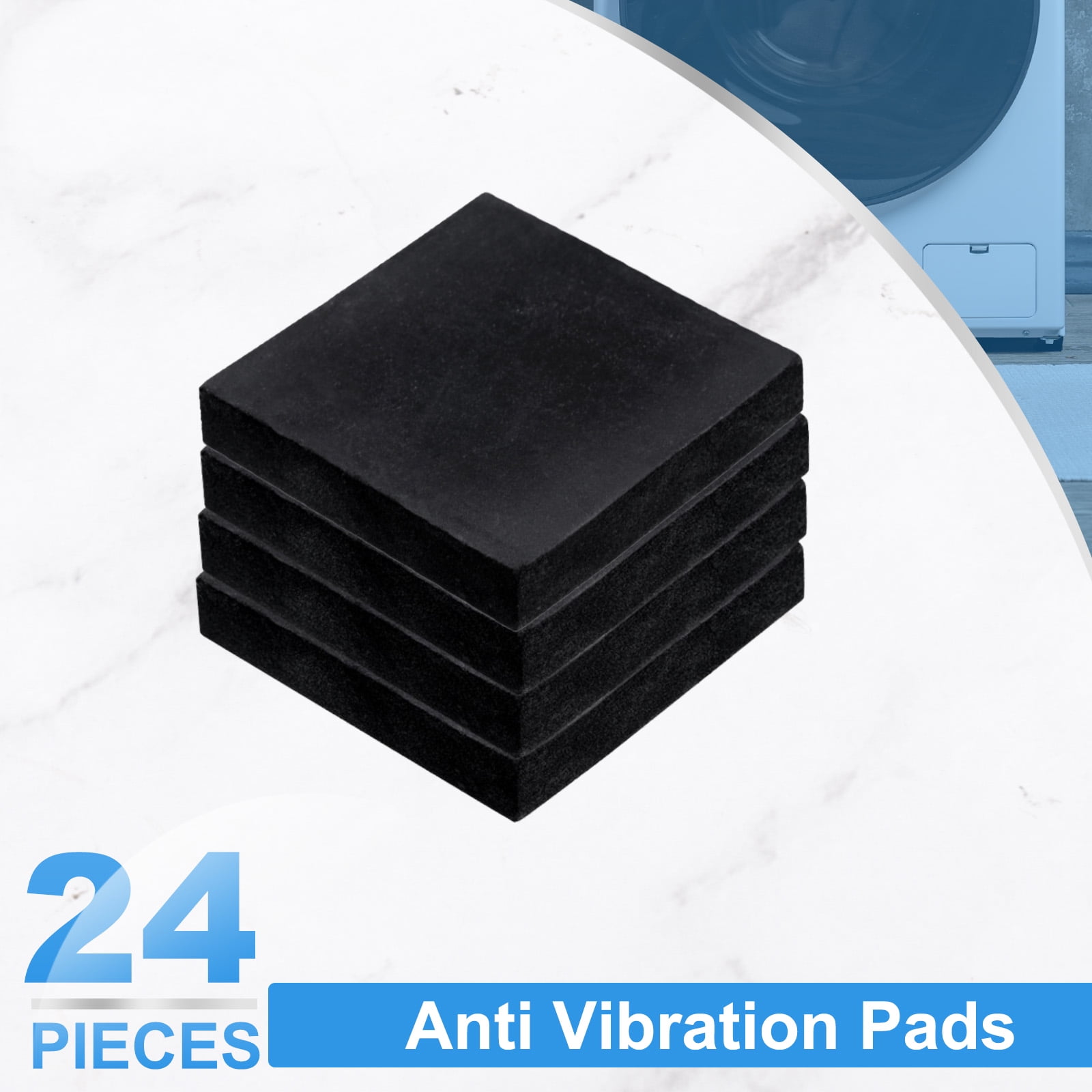 Uxcell 24 Pack Rubber Anti Vibration Pads, 2" x 2" x 0.4" Square Rubber Shock Absorbing Washer Pads, Non-Skid Protector Mat for Washer Dryer Air Conditioner Compressor
