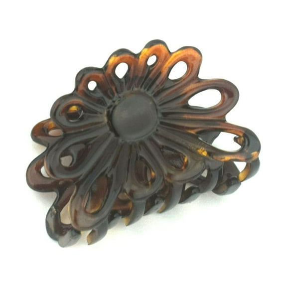 Parcelona French Plume Shell Small Cellulose Jaw Hair Claw for Women and Girls (TortoiseShell)