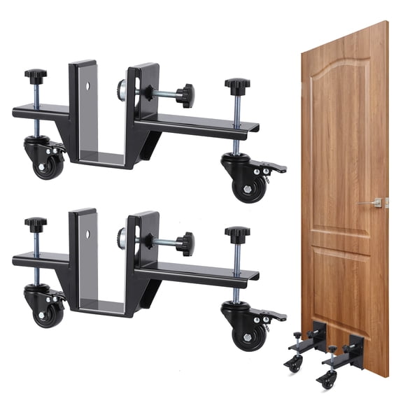 Pinypikaka 2PCS Door Installation Kit, 300 LBS Heavy Duty Door Dolly for 0-2.99 in Thick, One-Person Operation, Ideal for Commercial Residential Use, Black