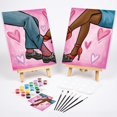 thumbnail image 2 of VOCHIC 2 Pack Sip and Paint Kit, Pre Drawn Canvas for Painting for Adults, Couple Shoes Love Theme Date Night Games Outline Canvas Art Set Valentine's Day Gift Favor, Paints Brushes Pallets(8x10), 2 of 7