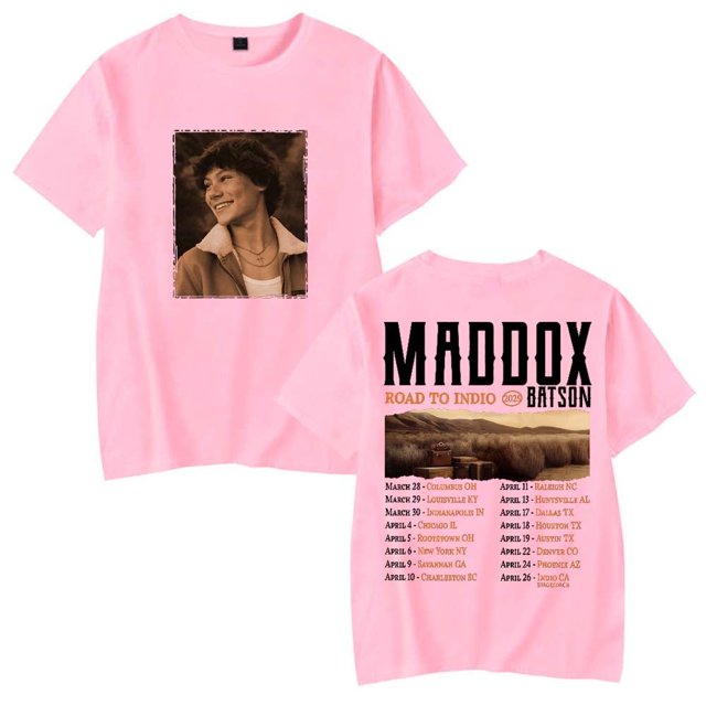T-Shirt Maddox Batson Road To Indio Tour 2025 Femmes Hommes Décontracté Col Rond Manches Courtes Mode Tee