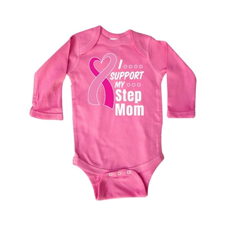 

Inktastic Breast Cancer Awareness I Support My Step Mom Pink Ribbon Gift Baby Boy or Baby Girl Long Sleeve Bodysuit