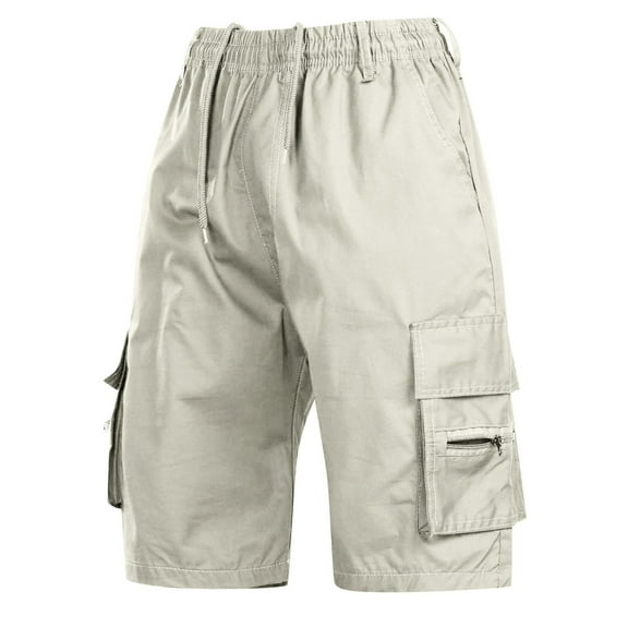 Men's Lightweight Cargo Hiking Shorts - 90% Polyester 10% Elastane - 6-Pocket Design, Quick-Dry Fabric for Outdoor Activities