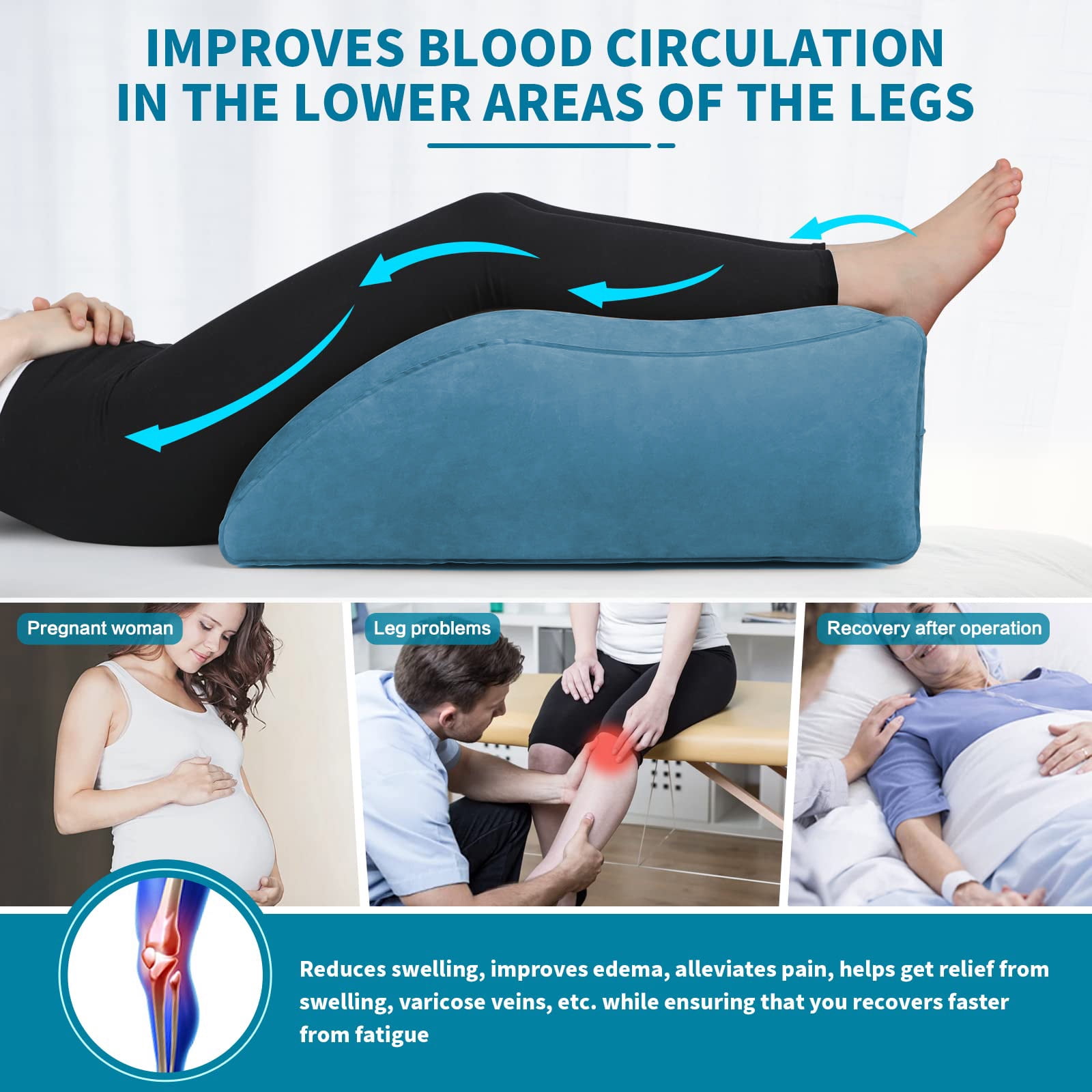 Yunnyp Inflatable Leg Rest, Leg Wedge Pillow for Raising Legs and Kneehelps Relieve Edema - Improves Blood Circulation, Light and Portable