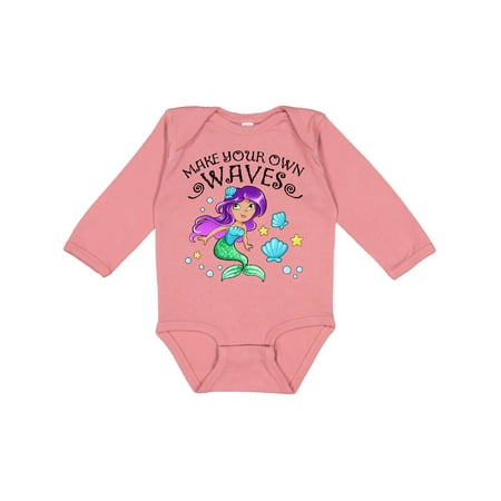 

Inktastic Make Your Own Waves Mermaid with Seashells Gift Baby Boy or Baby Girl Long Sleeve Bodysuit