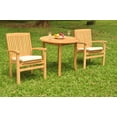 thumbnail image 3 of Grade-A Teak Dining Set: 2 Seater 3 Pc: 36" Round Table And 2 Wave Stacking Arm Chairs Outdoor Patio WholesaleTeak #51WV0703, 3 of 5