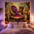 thumbnail image 2 of Woodland Animals with Berry Pie in Autumn Forest, Whimsical Illustration for Nature Lovers, Wildlife Wall Art Decor, Housewarming Gift Tapestry Wall Hanging for Living Room and Dorm, 2 of 7