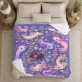 thumbnail image 4 of Flowing Axolotls Among Jeweled Plants And Bubbles, Soft Flannel Blanket with Ornamental Fantasy Illustration Print, Housewarming Gift and Home Decor for Bedroom and Living Room, 4 of 7
