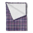 thumbnail image 2 of Plaid Soft Flannel Fleece Throw Blanket, Illustration of Checkered Inspired Design, Cozy Plush for Indoor and Outdoor Use, 70" x 90", Violet Blue Pale Fuchsia, by Ambesonne, 2 of 5