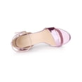 thumbnail image 4 of BLISSFUL STEP Women's Embroide Leather Ankle Strap Stiletto Heel Sandals Pink 10, 4 of 8