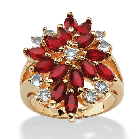 Ornate Floral Ring Marquise-Cut Red Floral Cluster Cocktail Ring MADE WITH SWAROVSKI ELEMENTS 18k Gold-Plated ()