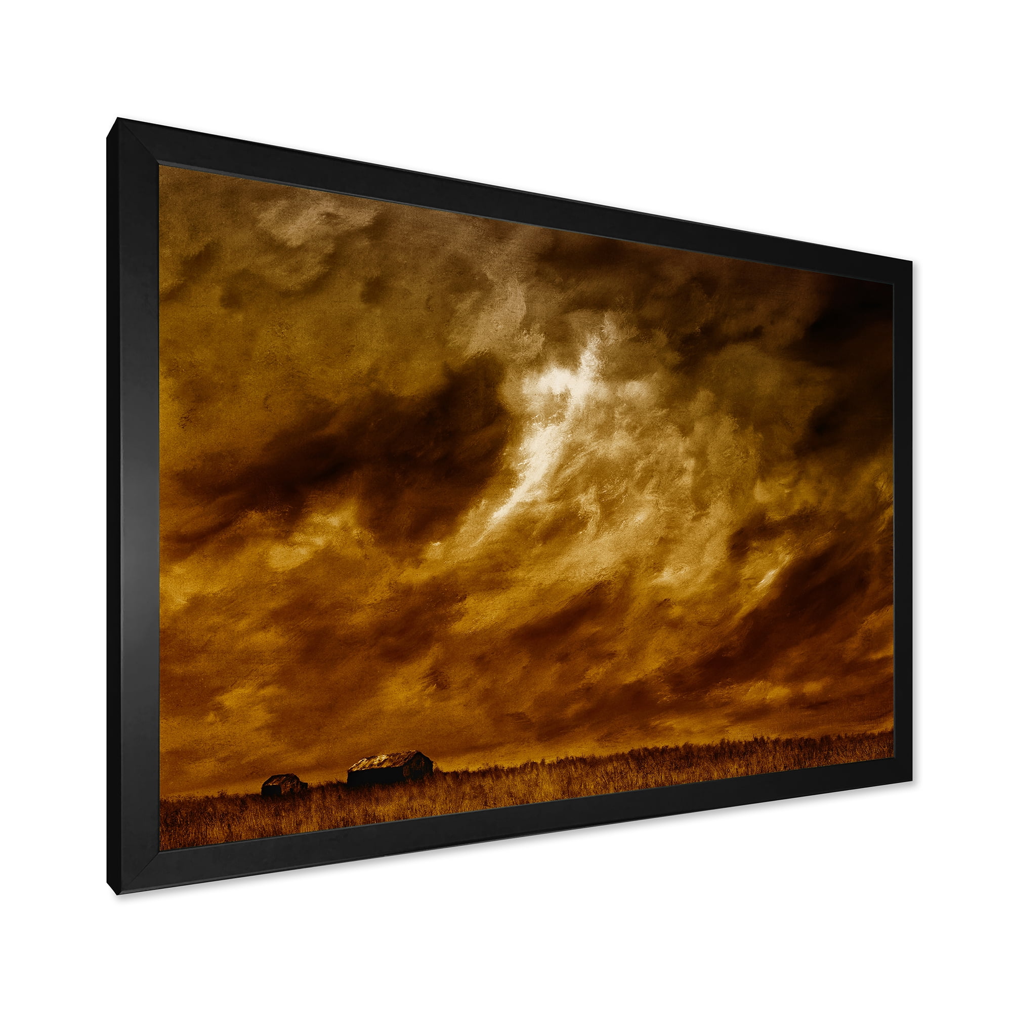Designart 'Desert Farmhouse Under Cloudy Sky II' Farmhouse Framed Art Print