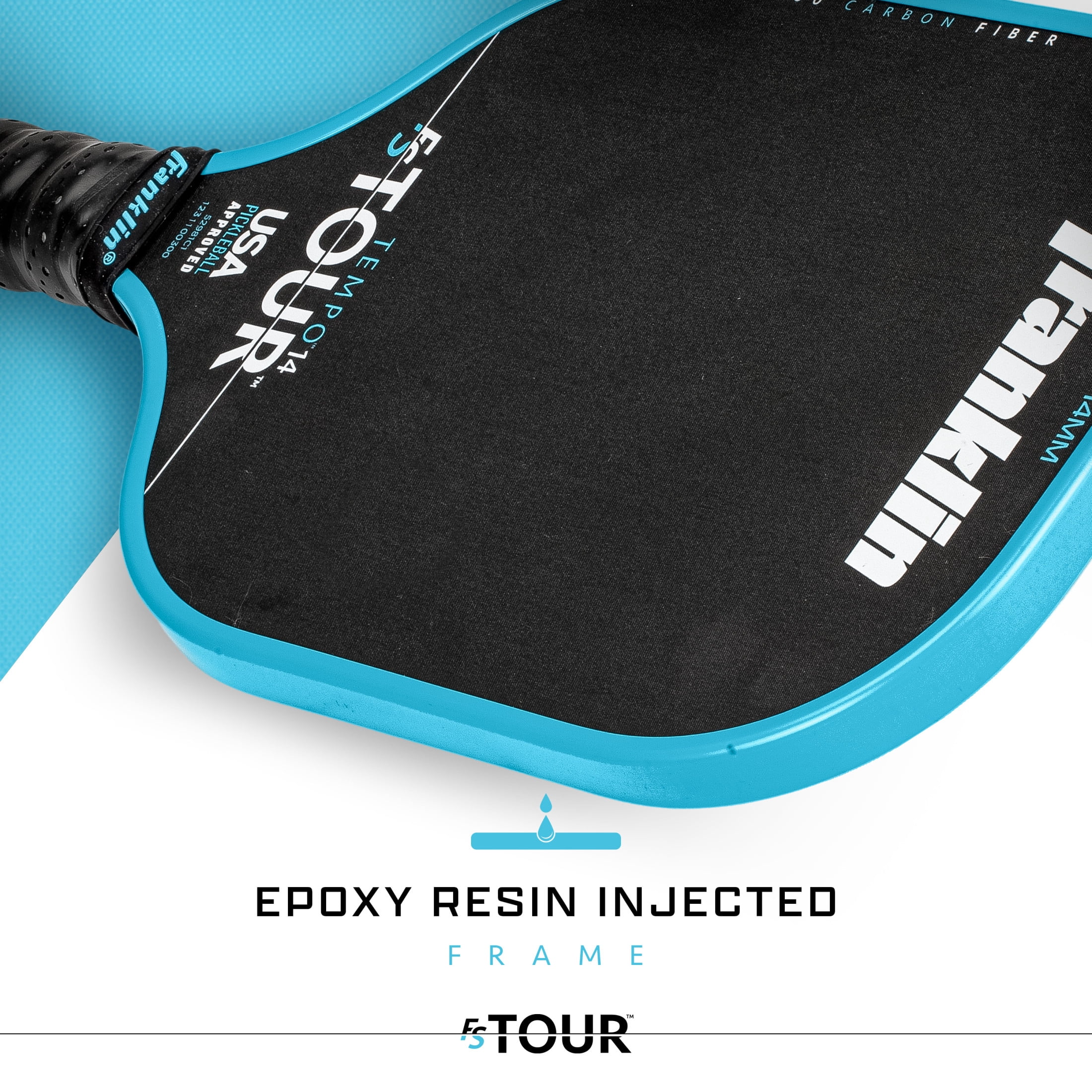 Franklin Sports Pro Pickleball Paddles - FS Tour Series Carbon Fiber Pickleball Paddles - Official USA Pickleball (USAPA) Approved Paddles - Tempo Pro Player Paddle - 14mm Polymer Core - Blue