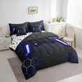 thumbnail image 4 of Feelyou 3D Navy Gamepad Bedding Comforter Set 7pcs for Boy, Video Games Controller King Bedding Sets, Neon Gradient Honeycomb Reversible Bed Sheets, Microfiber Bedroom Decor, 4 of 9