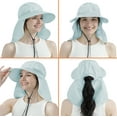 thumbnail image 3 of SUN CUBE Women Sun Hat Neck Flap Cover, UV Protection Wide Brim Fishing Hat, Ponytail Hole Hiking Hat, Foldable Beach Cap Gardening Camping Outdoor Safari Sun Hat, Summer Travel Gifts UPF 50+, Blue, 3 of 7