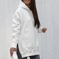 thumbnail image 6 of Ladies Solid Color Thickened Slit Front Pocket Long Sleeve Hoodie Cowl Neck Side Slit Pockets Hoodie Hoodie Women with Pockets Tunic Length Jackets Long Jacket Women Womens Oversized Sweatshirts And, 6 of 8