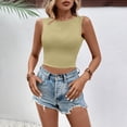 thumbnail image 6 of Women's High Neck Sleeveless Tank Tops with Backless Cropped Cut and Fitted Silhouette Featuring Solid Color Basic Style Beige L, 6 of 6