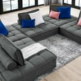 thumbnail image 4 of Modular Deep Tufted Sectional Sofa Set, Grey Gray, Fabric, Modern Contemporary French Country, Living Lounge Cafe Room Hotel Lobby Hospitality, 4 of 9
