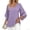 Purple, variant on yillto Women 3/4 Sleeve Blouse Striped Baggy Tops V Neck Business Casual Tunic Shirts Summer Dressy Top