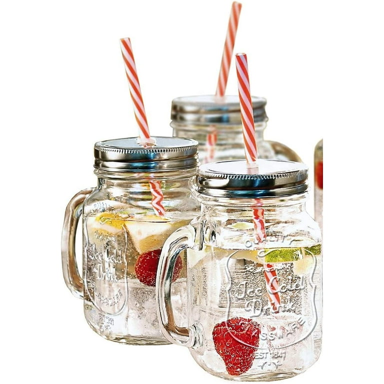 Home Suave Mason Jar Mugs with Handle, Regular Mouth Colorful Lids with 2  Reusable Stainless Steel S…See more Home Suave Mason Jar Mugs with Handle