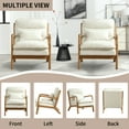 thumbnail image 5 of Bonzy Home Mid-Century Modern Accent Chair with Wood Frame, Upholstered Reading Armchair with Waist Cushion, Double Padded Side Chair for Living Room, Beige, 5 of 7