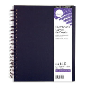 Daler-Rowney Simply... Sketchbook, Soft White Pages, (65lb/100g), Black Cover Wire Binding, 80 Sheet, 8.5" x 11"