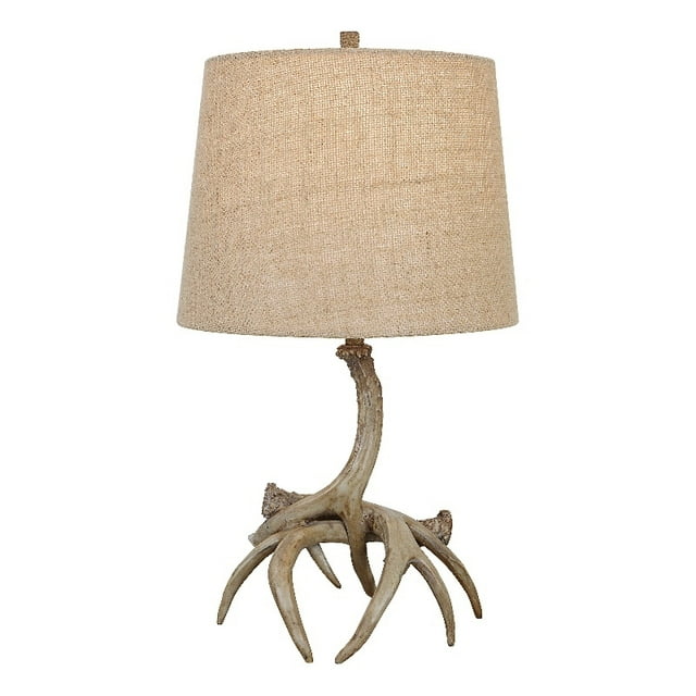 Uttermost 1-Light Lampe de Table en Résine Ferme avec Abat-Jour Rond en Naturel