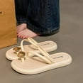 thumbnail image 6 of Xfvqtps Slide Sandals for Women Flat Sole Toe Ring Shell Decor Strappy Beach Summer Slippers White, 6 of 7
