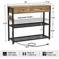 thumbnail image 3 of iSunirm 32'' Console Table with Power Outlet and 2 Wooden Drawers, Small Entryway Table End Table with 3 Storage Shelves, Sofa Table for Living Room, Hallway, Rustic Brown, 3 of 7