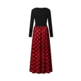 thumbnail image 5 of Qiylii Women Lady Long-sleeved Long Dress High Waist Solid Color Tops Stitching Plaid Dress, 5 of 8