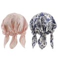 thumbnail image 3 of Sombrero de quimioterapia de seda natural Sleep Night Head Cover Bonnet para el cabello Protección de la belleza Wrap Stretch Flower Hat - Rosado Sunnimix Gorro de seda, 3 of 10