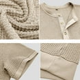 thumbnail image 6 of uikmnh Men's T Shirts European Solid Color Knitted Pineapple Jacquard Texture Men Casual Loose Comfortable Trendy Button Open Neck Short Sleeved T Shirt Size:S, 6 of 7